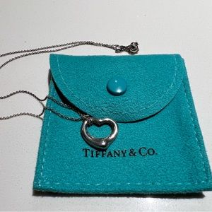 Tiffany Elsa Peretti Open Heart Pendant with Chain